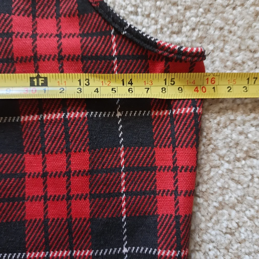 Derek Heart Bodycon Dress Women's Medium Red Plaid Scoop Neck Sleeveless* - Picture 5 of 11